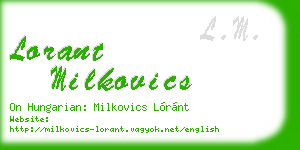 lorant milkovics business card