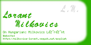 lorant milkovics business card